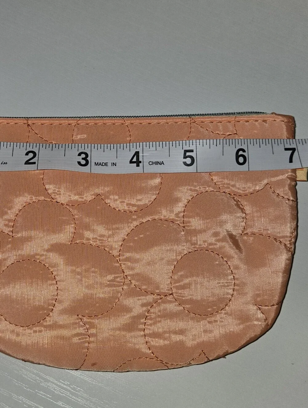 IPSY Orange Quilted Flower Pattern Make-up Pouch